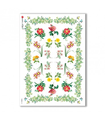 FLOWERS-0335. Carta di riso fiori per decoupage.