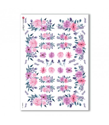 FLOWERS-0338. Carta di riso fiori per decoupage.
