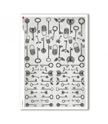 OLD OBJECTS-0010. Carta di riso oggetti vintage per decoupage.