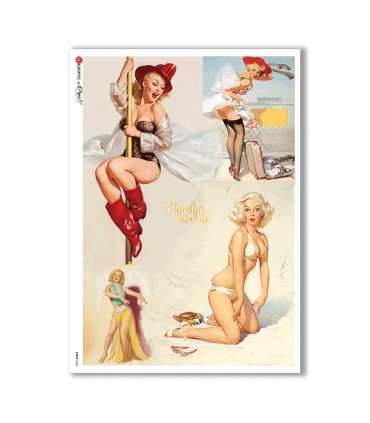 PINUP-0024. Carta di riso pin-up per decoupage.