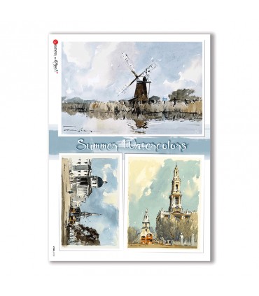 VIEWS-0150. Carta di Riso paesaggi per decoupage