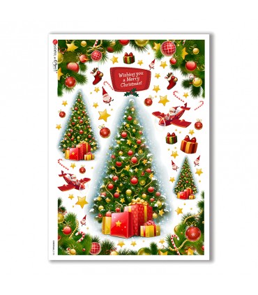 CHRISTMAS-0158. Carta di riso Natale per decoupage.