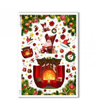 CHRISTMAS-0159. Carta di riso Natale per decoupage.