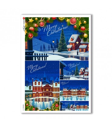 CHRISTMAS-0160. Carta di riso Natale per decoupage.