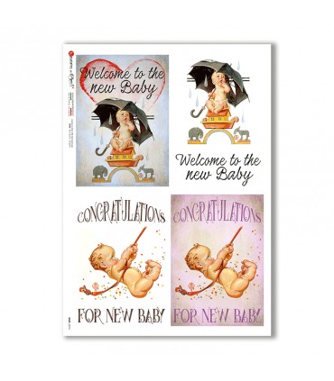 BABY-0076. Rice paper baby for decoupage.