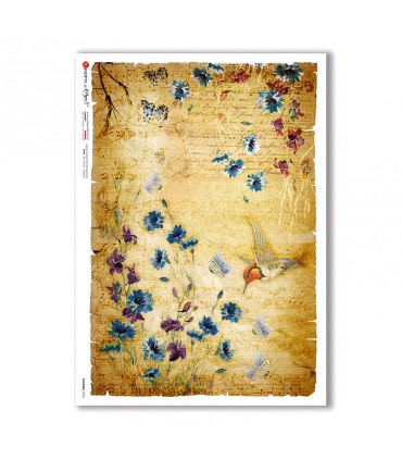 FLOWERS-0343. Carta di riso fiori per decoupage.