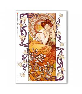 NOUVEAU-0017. Carta di riso art nouveau per decoupage.