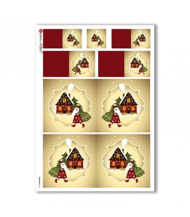 CHRISTMAS-0183. Carta di riso Natale per decoupage.