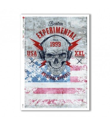 SKULL-0011. Carta di riso teschi per decoupage.