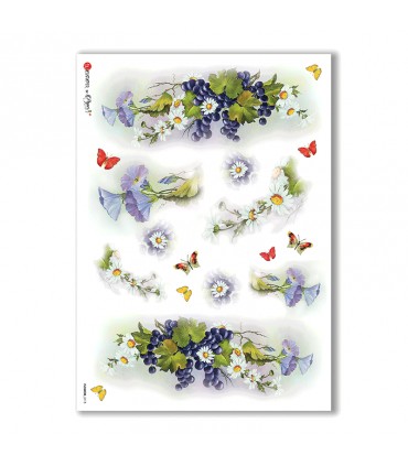 FLOWERS-0115. Papel de Arroz flores para decoupage.