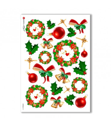 CHRISTMAS-0010. Carta di riso Natale per decoupage.