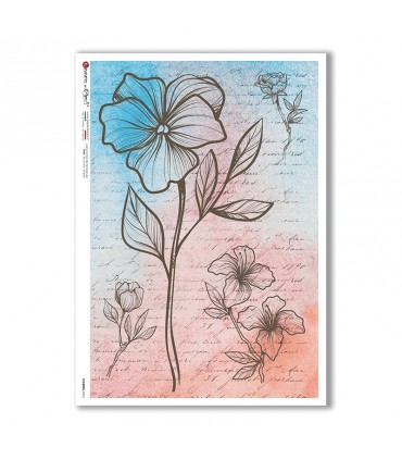 FLOWERS-0353. Carta di riso fiori per decoupage.