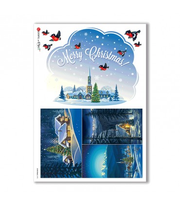 CHRISTMAS-0198. Carta di riso Natale per decoupage.