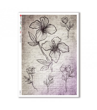 FLOWERS-0354. Papel de Arroz flores para decoupage.