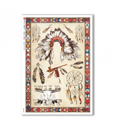 FOLK-0085. Carta di riso etniche per decoupage.