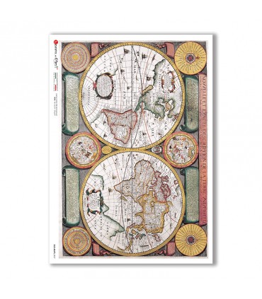 OLD-MAPS-0037. Papel de Arroz mapas antiguos para decoupage.