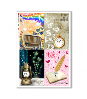 OLD OBJECTS-0016. Carta di riso oggetti vintage per decoupage.