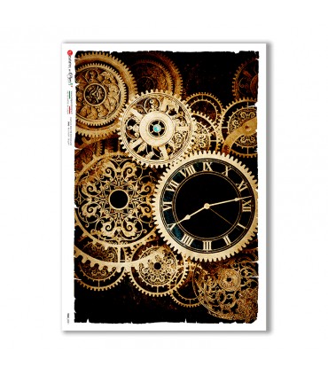 TIME-0021. Papel de Arroz relojes para decoupage.