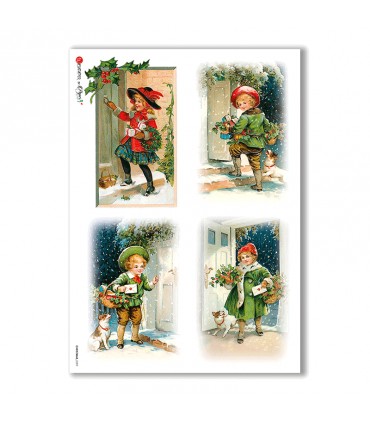 CHRISTMAS-0209. Christmas Rice Paper victorian for decoupage.