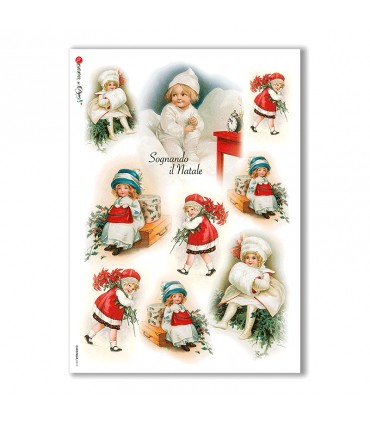 CHRISTMAS-0210. Christmas Rice Paper victorian for decoupage.