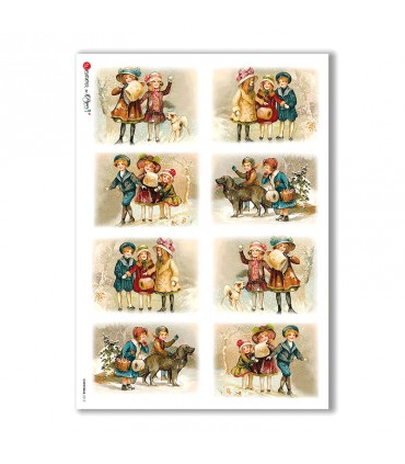 CHRISTMAS-0212. Papel de Arroz Navidad victoriano para decoupage.