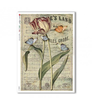 FLOWERS-0357. Papel de Arroz flores para decoupage.