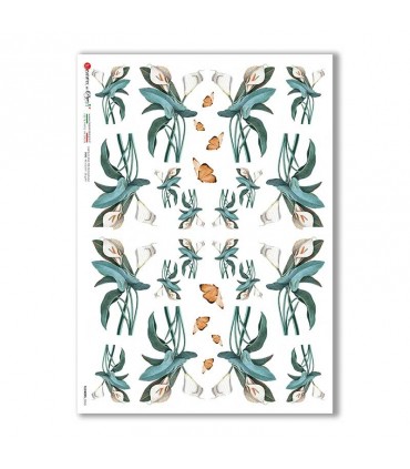 FLOWERS-0365. Papel de Arroz flores para decoupage.