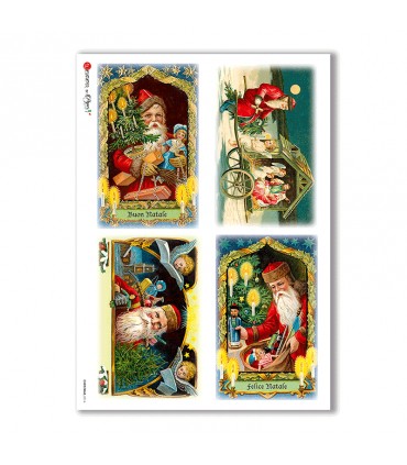 CHRISTMAS-0216. Carta di riso vittoriana Natale per decoupage.
