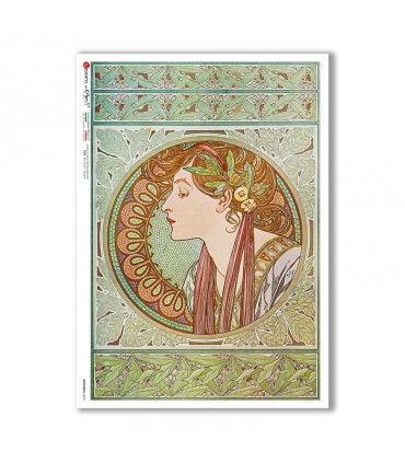 NOUVEAU-0024. Papel de Arroz art nouveau para decoupage.