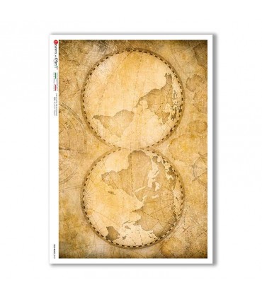 OLD-MAPS-0040. Carta di riso mappe antiche per decoupage.