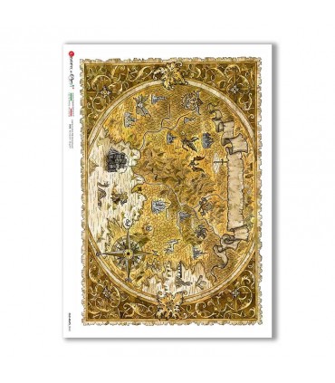 OLD-MAPS-0042. Papel de Arroz mapas antiguos para decoupage.