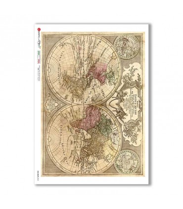 OLD-MAPS-0043. Carta di riso mappe antiche per decoupage.