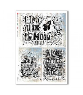 PHRASES-0033-UK. Papel de Arroz frases para decoupage.