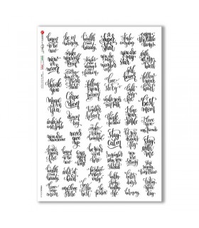 PHRASES-0034-UK. Carta di riso frasi per decoupage.
