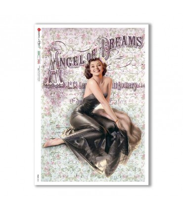 PINUP-0025. Carta di riso pin-up per decoupage.