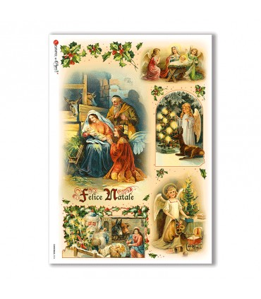 CHRISTMAS-0224. Christmas Rice Paper victorian for decoupage.