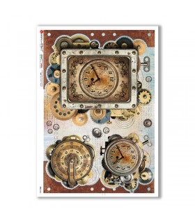 TIME-0026. Papel de Arroz relojes para decoupage.