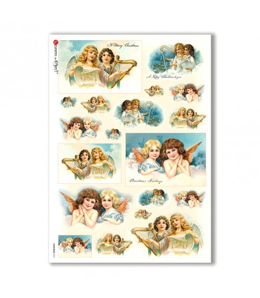 CHRISTMAS-0227. Carta di riso vittoriana Natale per decoupage.