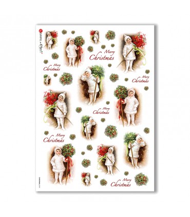 CHRISTMAS-0230. Carta di riso vittoriana Natale per decoupage.