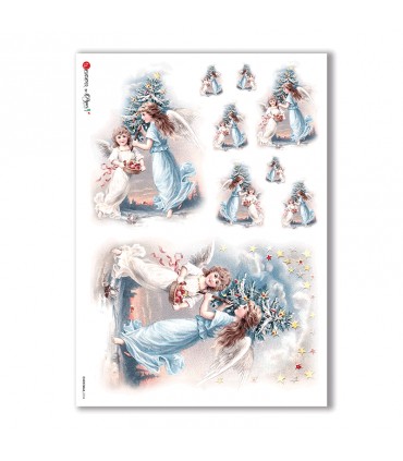 CHRISTMAS-0234. Papel de Arroz Navidad victoriano para decoupage.