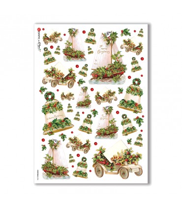 CHRISTMAS-0236. Carta di riso vittoriana Natale per decoupage.