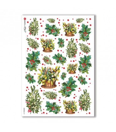 CHRISTMAS-0237. Carta di riso vittoriana Natale per decoupage.