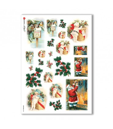 CHRISTMAS-0245. Papel de Arroz Navidad victoriano para decoupage.