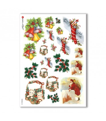 CHRISTMAS-0246. Papel de Arroz Navidad victoriano para decoupage.