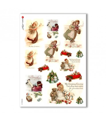 CHRISTMAS-0249. Papel de Arroz Navidad victoriano para decoupage.