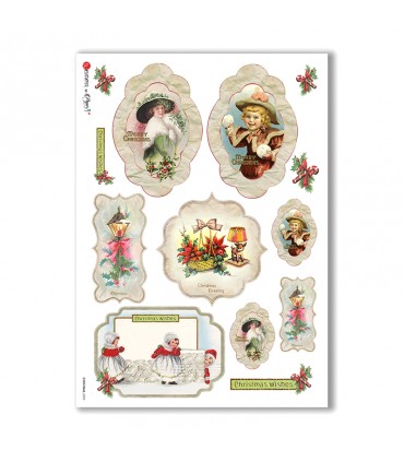 CHRISTMAS-0253. Christmas Rice Paper victorian for decoupage.