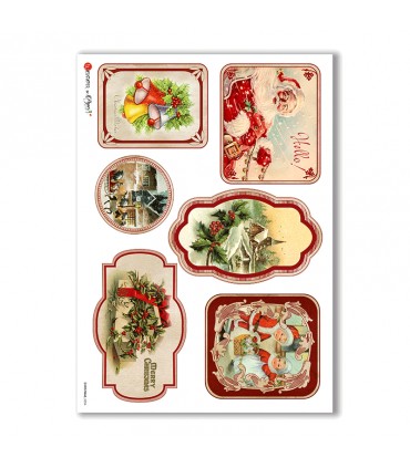 CHRISTMAS-0254. Papel de Arroz Navidad victoriano para decoupage.