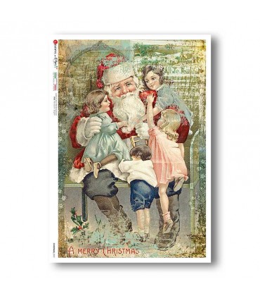 CHRISTMAS-0337. Carta di riso vittoriana Natale per decoupage.