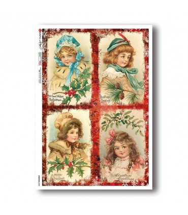 CHRISTMAS-0338. Carta di riso vittoriana Natale per decoupage.