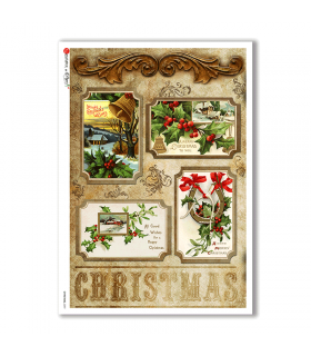 CHRISTMAS-0259. Papel de Arroz Navidad victoriano para decoupage.